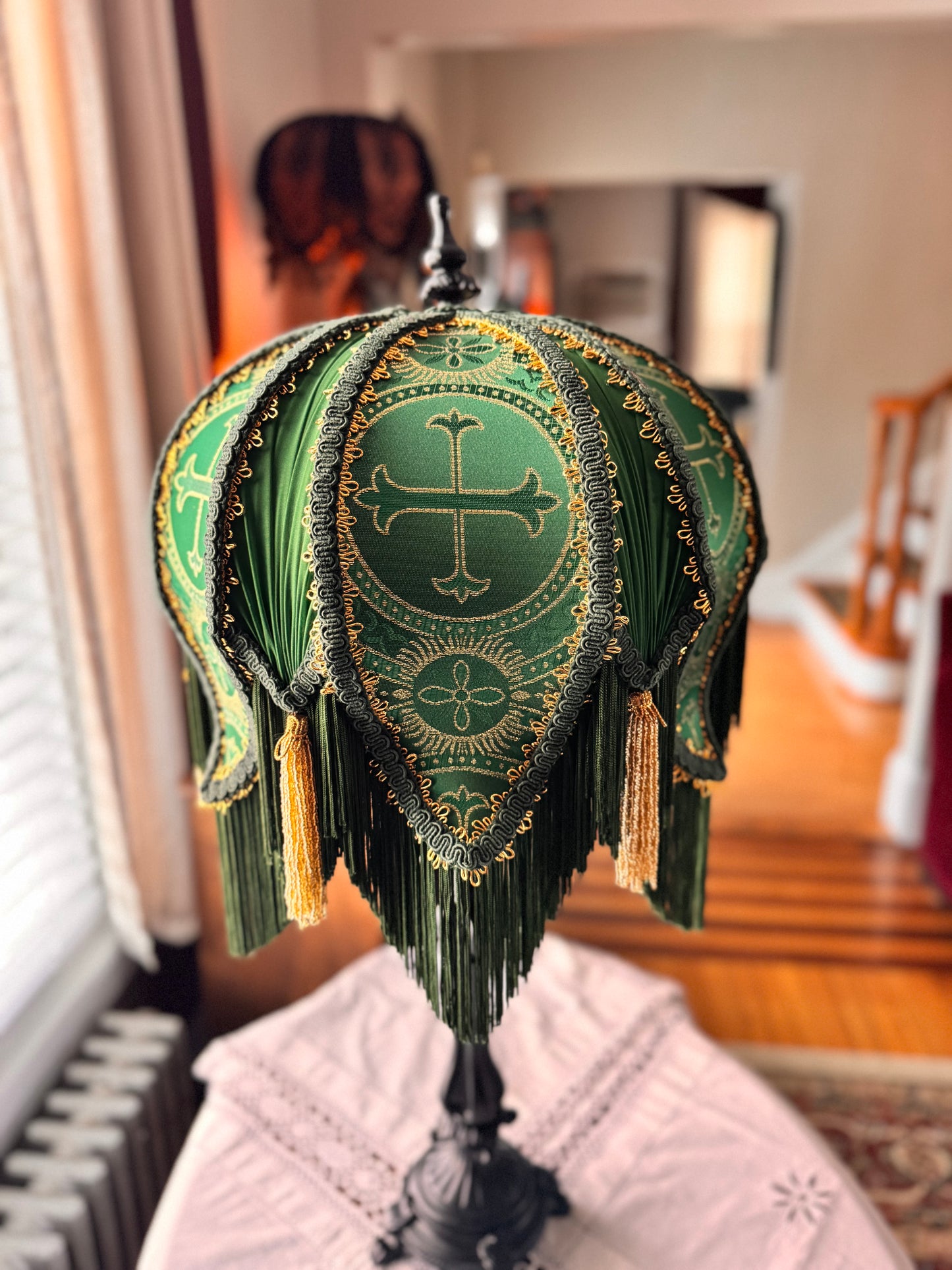 Green & Gold Cross Lampshade