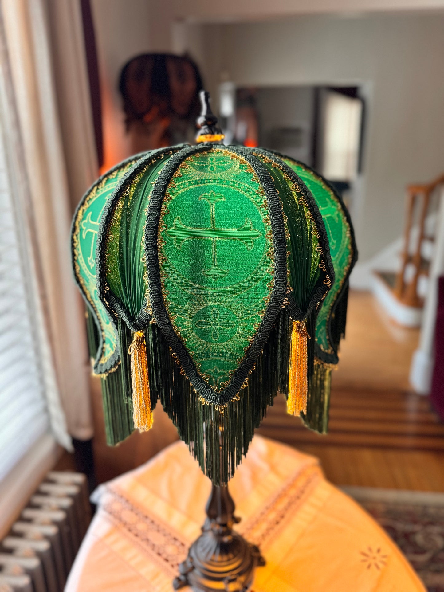 Green & Gold Cross Lampshade