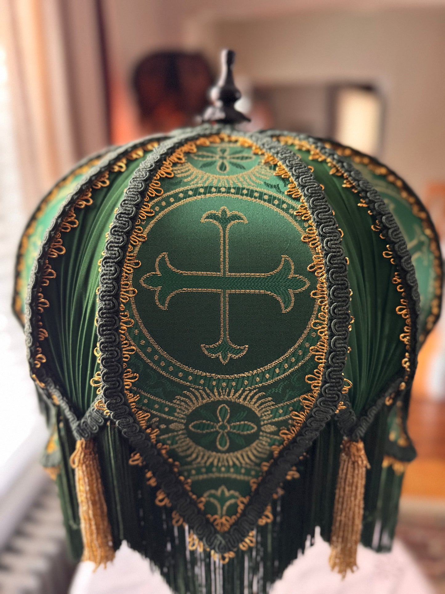 Green & Gold Cross Lampshade